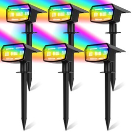 Sucolite 6-Pack Solar Spot Lights Outdoor, 59 LED Solar Lights Outdoor Waterproof, 9 Lighting Modes Outdoor Solar Lights for Yard, Solar Landscape Spotlights for Christmas Garden Pathway Multicolor