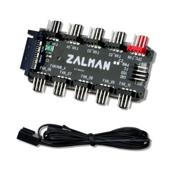 Zalman 10-Port PWM Fan Hub Splitter for 4-Pin PWM & 3-Pin Non-PWM Fans, 12V SATA Connector Powers 10 Fans w/ 1 Motherboard Header (ZM-PWM10FH)