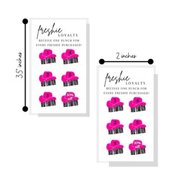 Freshie Loyalty Cards with Fringe Cowgirl Hats | 50 Pack | 2" x 3.5" inches Business Card Size | Freshies Supplies | Customer Loyalty | White Card with Pink Hats