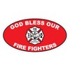 God Bless Fire Fighters Oval Bumper Sticker D3692 Euro Oval