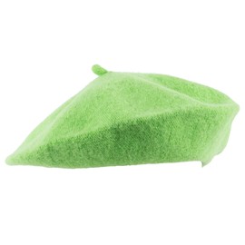 Hat To Socks Wool Blend French Beret for Men and Women in Plain Colours (Lime)
