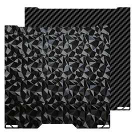 HIKUDIY 355x346mm PET PEO Double Side Build Plate for Bambu Lab H2S/H2D, Smooth Diamond PEO+Carbon Fiber PET Spring Steel Sheet Plate for Bambulab H2D 3D Printer