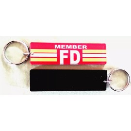 FIRE DEPARTMENT Member KEY HOLDER - 1" x 3 1/2" Domed Acrylic Key Tag