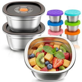 Stainless Steel Salad Bowls to go for Lunch Container Kit 50oz 3 Sets