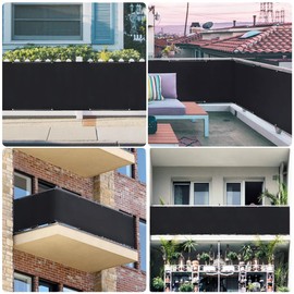 Sekey Balcony Privacy Screen, Balcony Cover, Opaque, Wind and UV Protection, Weatherproof, 75 / 90 / 120 cm x 600 / 500 / 300 cm with Eyelets, Nylon Cable Ties and Cord