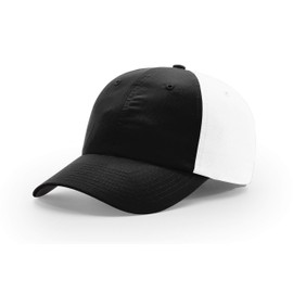 Richardson Unisex 220 Unstructured R-Active Lite Adjustable Backstrap Baseball Cap, Split Black/White, One Size Fits Most