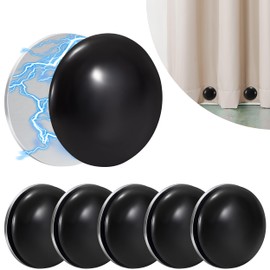 Heveer Curtain Weights Magnetic Shower Curtain Weights Round Shower Curtain Weight Curtain Weights Pack of 6 for Curtains Tablecloths Outdoor Black