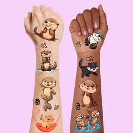 101+ Otter Temporary Tattoos – Waterproof Fake Tattoos for Kids, Girls, Boys, Teens & Adults – Ideal for Birthday Parties & Decorations (B)