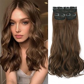Clip in on Hair Extensions,Daimeisy 3PCS Adjustable Not Heavy But Easy To Use Clip in Synthetic Hair Extension for Women Can be Ponytail Full Head Hidden Crown Invisible 16" 150g Light Golden Auburn Extensions
