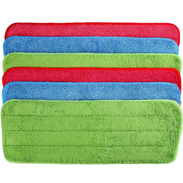 6 Pieces Microfiber Cleaning Pads Reveal Mop 16 to 18 inch Fit for Most Spray Mops and Reveal Mops Washable (16.5 x 5.5 inch)