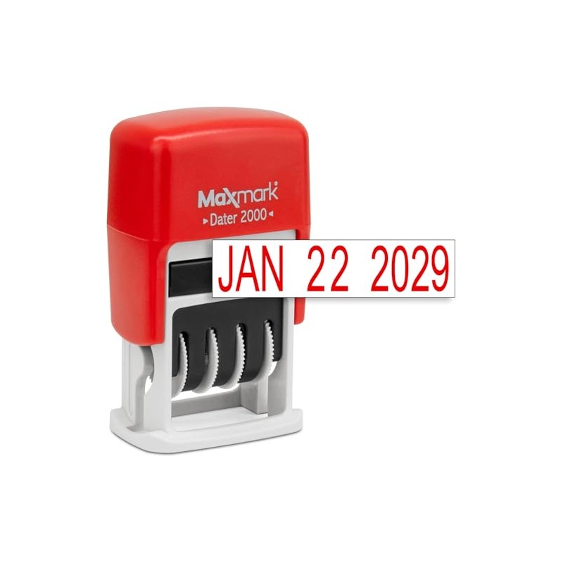 MaxMark 2000 Dater - Sello de fecha autoentintado, color rojo