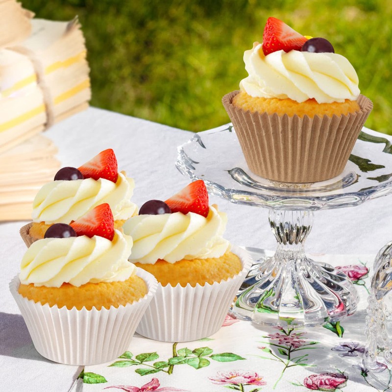 Caperci Jumbo Cupcake Liners Natural Muffin Baking Cups 300-Count, No