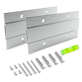 French Cleat Picture Hanger - 4 inch 2 Pairs - Aluminum Z Hanger Interlocking Wall Mounting Bracket Hardware Kit Z Clips for Hanging Wall Painting, Mirrors, Panels, Artwork, Cabinet, Whiteboard