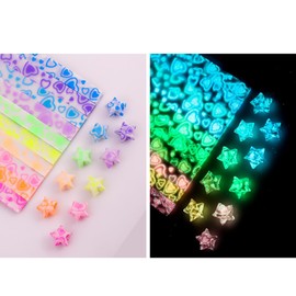 UUYYEO 840 Sheets Luminous Origami Stars Papers Colorful Star Folding Paper Heart Strips Lucky Star Paper Strips Paper Art Crafting Supplies