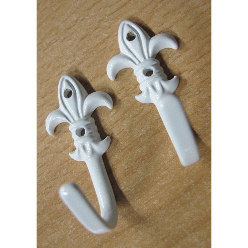 GARDINIA Pack of 2 White Metal Lily Decorative Hooks for