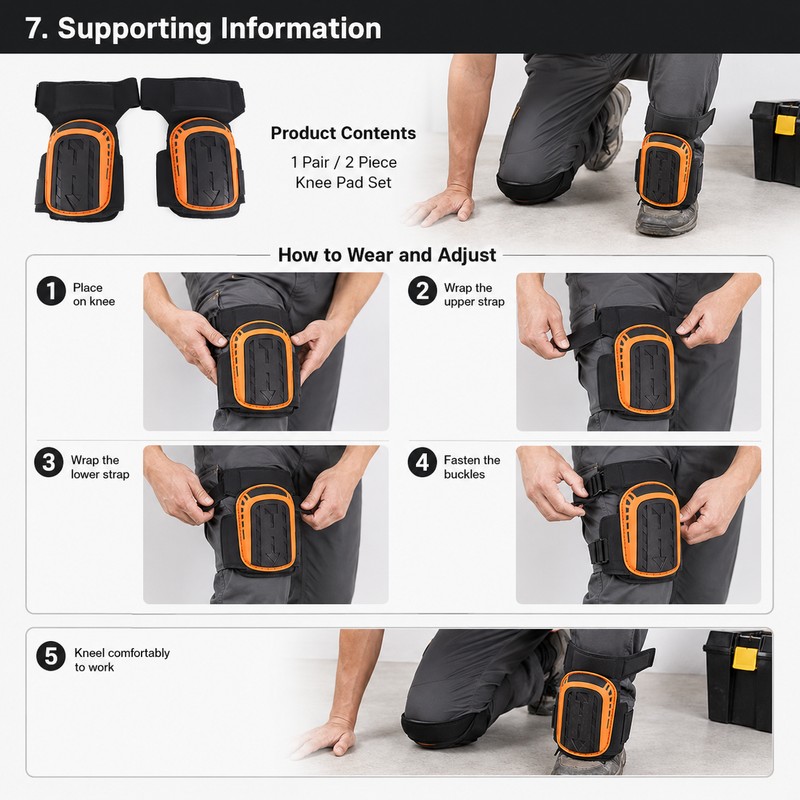 Heavy Duty Work Knee Pads for Kneeling – 2-Pack Cushioned