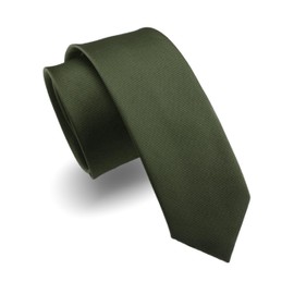 RBOCOTT 2.4" Olive Green Skinny Tie for Men Slim Necktie(12)