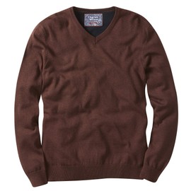 Charles Wilson Men's Fine Knit Cotton V-Neck Jumper (XXL, Brown (0422))