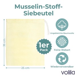 Cheese Cloth - 1 Pack (55 x 40 cm) Unbleached Straining Cloth with Drawstring - Washable Muslin Cloths Nut Milk Bag for Straining Juice, Milk, Wine, Yogurt and Home Brewing