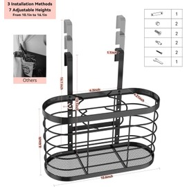Organizador de herramientas para el cabello 3 en 1 - Altura ajustable montado en la pared/puerta de gabinete Organizador de baño, debajo del fregadero para secador de pelo, planchas planas
