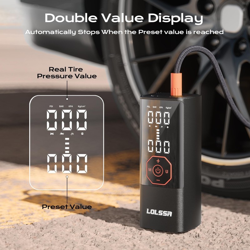 Tire Inflator Portable Air Compressor Cordless Air Pump for Car