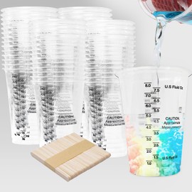 50-Pcs (8 oz)240 Ml Messbecher Set - Plastik-Einwegbecher mit Rührstab - Waschmittel Dosierhilfe - öl Messbecher Küche - Ideal für Epoxidharz Zubehör - Präzises Handwerk leicht gemacht!