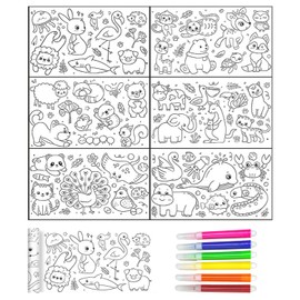 1 Piece Painting Roll with 6 Watercolour Pencils, Kids Drawing, Painting Paper Roll for Children, Painting Paper Roll, Large Drawing Paper, Painting Paper Roll for Toddlers