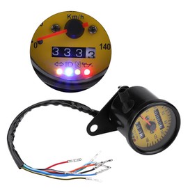 qiilu 60mm Motorcycle Odometer Speedo Gauge with Indicator Black