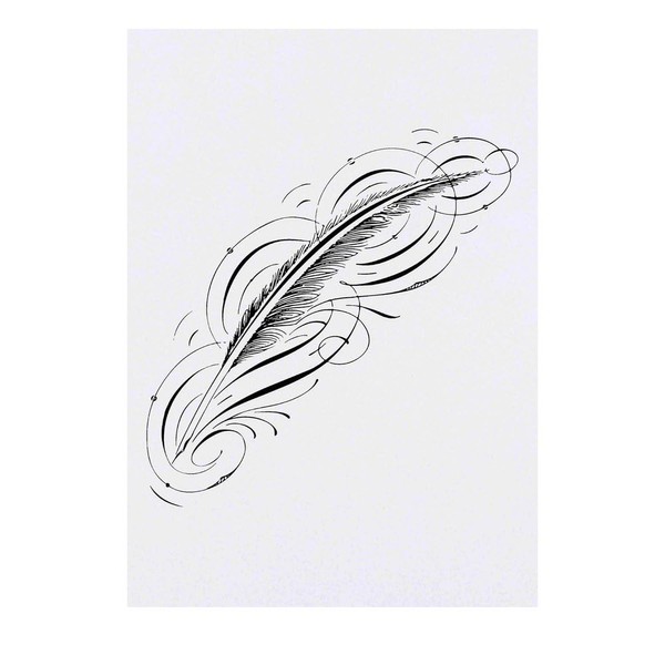 'Calligraphy Feather Quill ' Temporary Tattoo - Water Resistant, Skin-Safe,