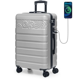 Krute Luggage Suitcase with Spinner Wheels PC+ABS Hard Shell Suitcases Lightweight 24 Inch Luggage with USB Charging Port & TSA Lock