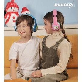 Riwbox Baosilon CB-7S Kids Headphones Wireless/Wired with Mic, Light Up Bluetooth Foldable Headphones Over Ear Volume Limited Safe 75/85/95dB with TF-card, Children Headphones for School(Pink&Green)
