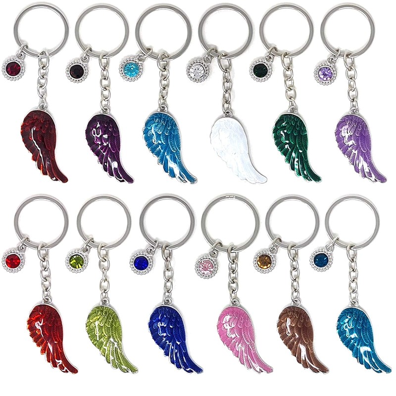 The Leonardo Collection Guardian Angel Wing Birthstone Keyring Birthday Month