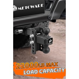 METOWARE Adjustable Trailer Hitch - Heavy Duty Tow Hitch Fits 2 Inch Receiver - Drop Hitch with 4-Inch Drop/Rise for Truck (22,000 LBS GTW), Double Stainless Steel Hitch Locks & Hitch Pin