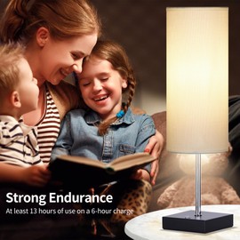 AVV Cordless Table Lamp, 5000mAh Battery Operated Lamp for Night Stand, 3 Modes Battery Powered Wireless Table Lamp, Touch Control Rechargeable Lamp for Bedroom, Living Room, 18 Inch White