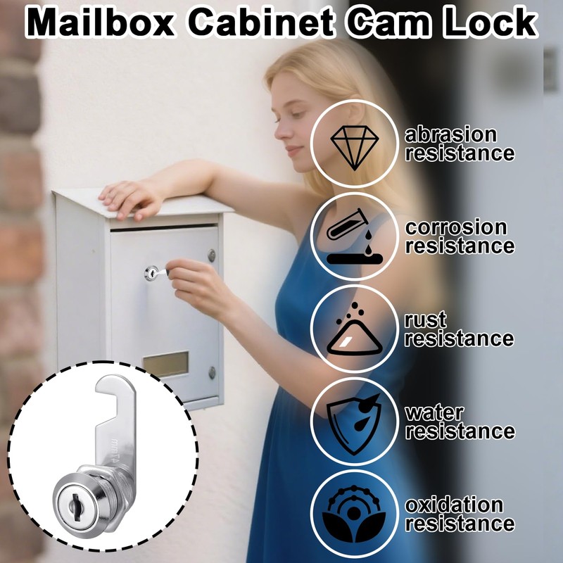 Chtaoxin Letterbox Lock, 16mm Mailbox Cabinet Cam Lock with 4
