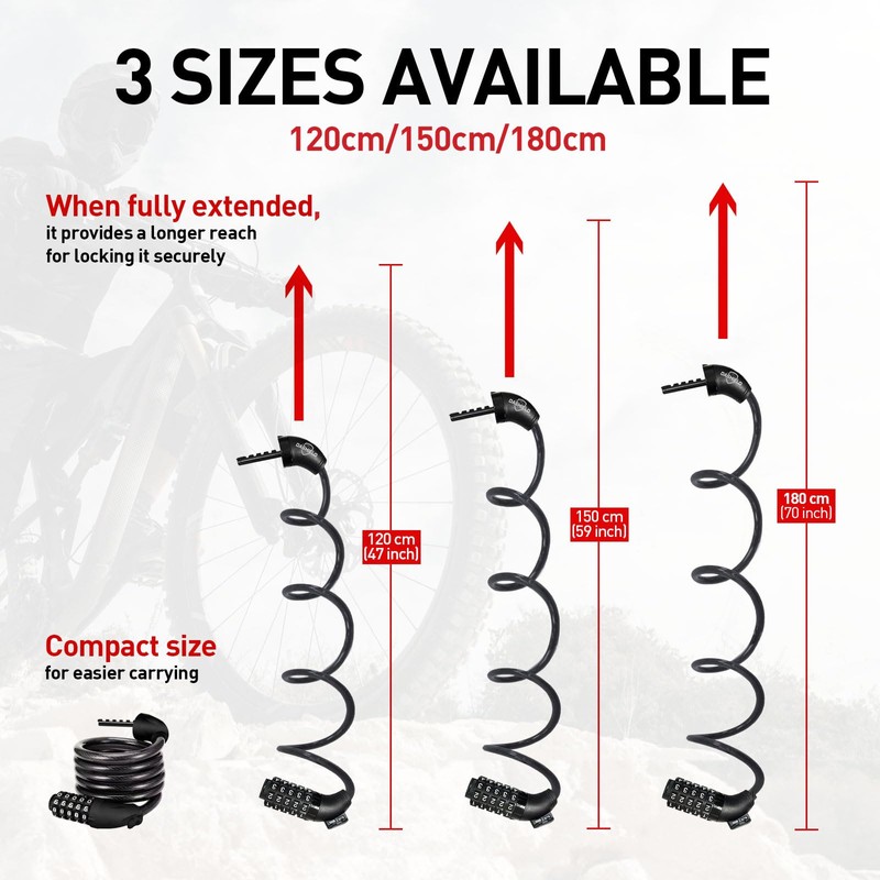 DaShield Bike Lock Cable, 47 inches Long 5 Digit Resettable