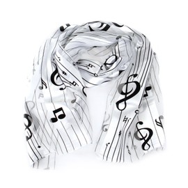 SERENITA Satin Scarf Hair Wraps for Women Gifts, American Flag Bandana Scarfs, Shamrock Clover Scarves, Music Note White/Black 2