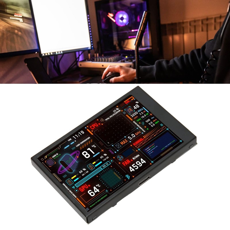 Computer Temperature Monitor, 3.5 Inch Display, Data Display, USB C