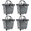 Utiao 50 Liter Plastic Shopping Basket with Wheels, 4 Pack