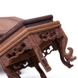 Beautiful Hand Craft Hexagon Rosewood Oriental Fishbowl Vase Stand 4.5"