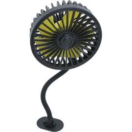 YinDxierxv Car Fan,Dual Head USB Fans for Car, USB Powered Car Seat Fan, 360° Rotatable & 3 Strong Wind 12V Table Fans Adjustable for Vehicles SUV RV (Single-head Black)