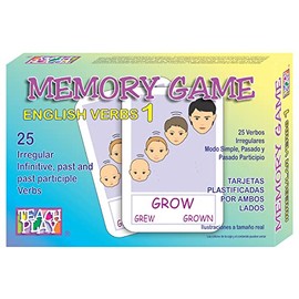 TEACH PLAY | Juego de Memoria para Niños y Adolescentes de 25 Verbos Irregulares en Inglés | Incluye Forma Simple, Pasado y Pasado Participio | Juego de Mesa | Memory Game Irregular Verbs 1