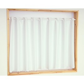 Cafe Curtain, UV Protection Rate 96.8%, Heat Insulation, Heat Retention, Hard to See Even at Night, 4360 White "Foil" Width 57.1 x Length 31.5 inches (145 cm) x Length 31.5 inches (80 cm) 1 Piece