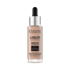Eveline Cosmetics Liquid Control HD Foundation with Niacinamide - Light Rose Shade 025, Breathable 24-Hour Hydration and Coverage