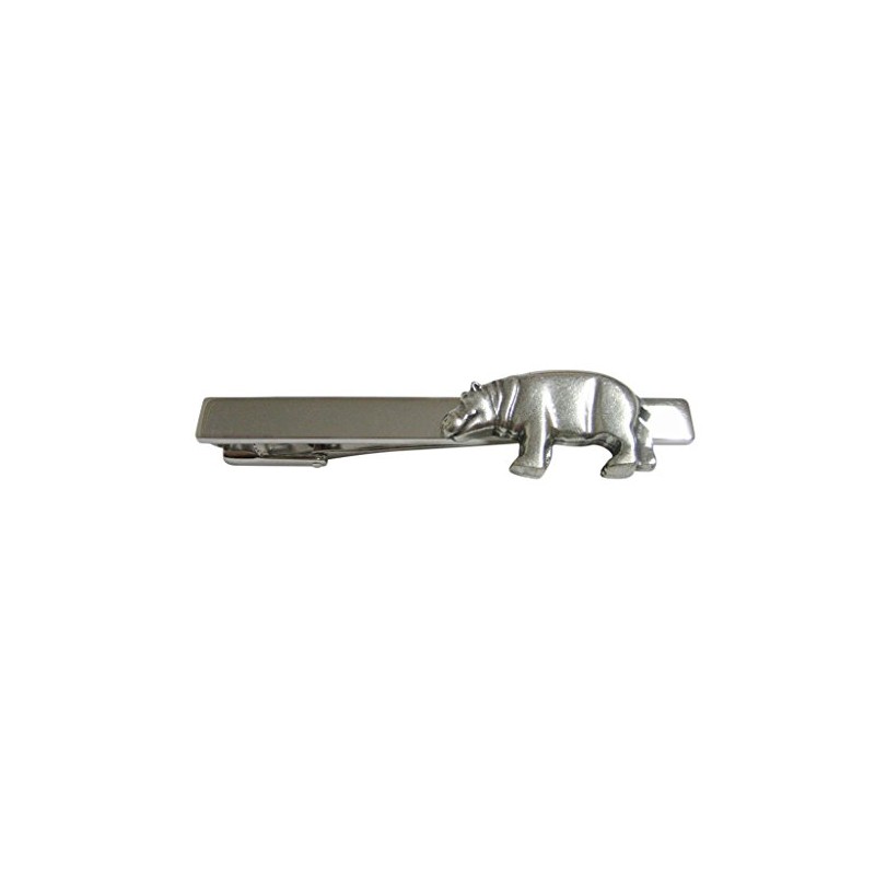 Silver Toned Smooth Hippo Square Tie Clip