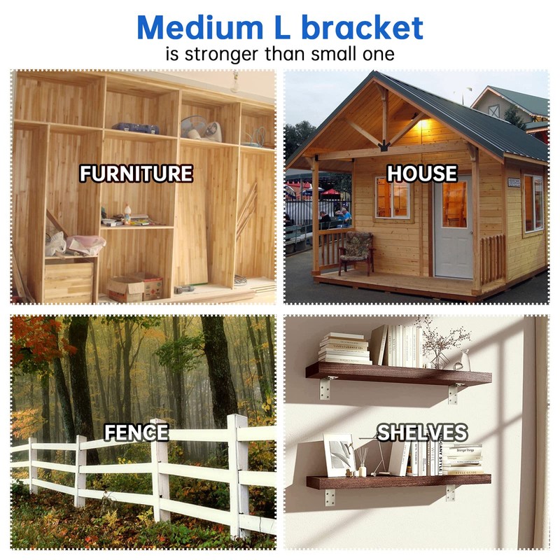KOMOHOM (25 Pcs) L Brackets Heavy Duty 12-ga, Angle Bracket
