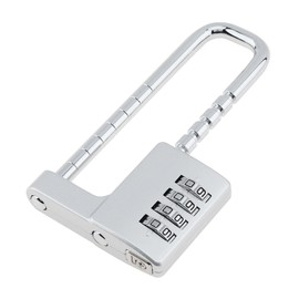 HOJLKLD Cabinet Lock, 4 Digit Combination Padlock, Stainless Steel Gym Locker Lock Code Long Adjustable Shackle Lock for Outdoor, School, Sports lockers, Fence, Gate (Silver)