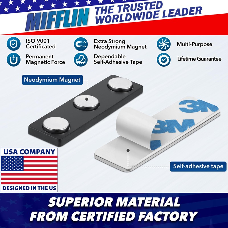 Mifflin-USA - Name Tag Magnets - 10 Pack, 1.75 x