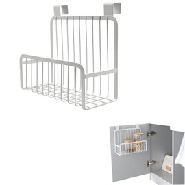 QQRR Kitchen Shelf for Hanging, Kitchen Cabinet Organiser, Hanging Basket Metal, Hook Piece, for Kitchen Cabinet Doors, Bathroom Doors, Cabinet Doors, Office Files Cabinets (White)