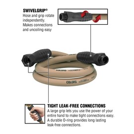 Colors™ SwivelGrip® Garden Hose, 5/8" x 5', 3/4" - 11 1/2 GHT Fittings, Brown Mulch